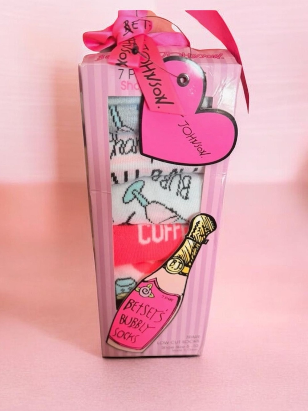 Betsey Johnson Pink & White Bubbly Sock Gift Set